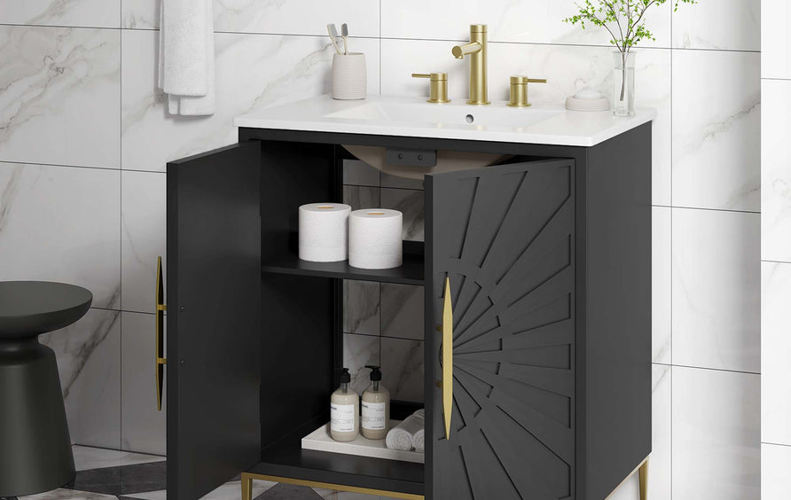Briar 30" Bathroom Vanity in White Black