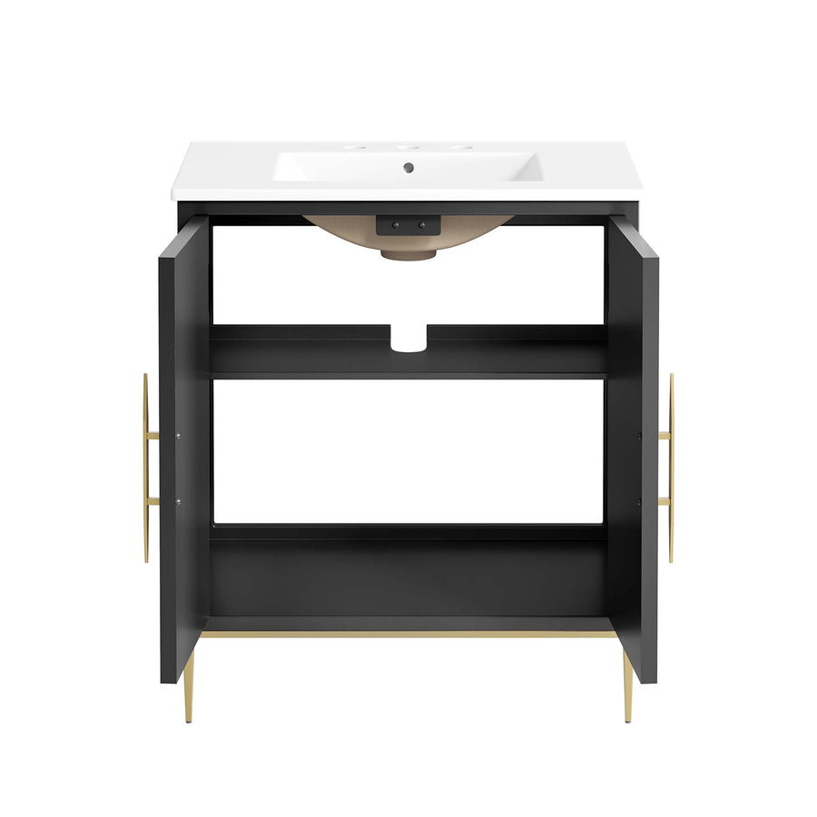 Briar 30" Bathroom Vanity in White Black