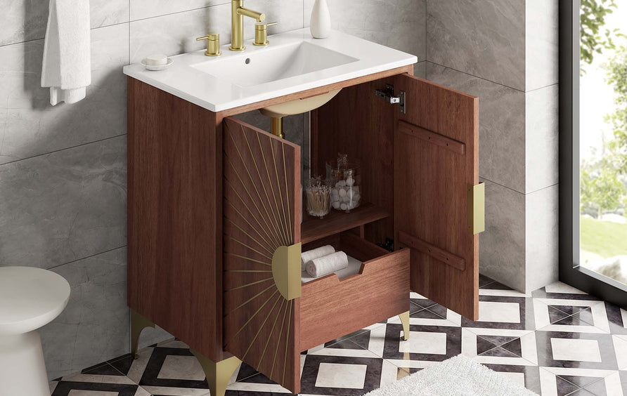 Ridge 30" Bathroom Vanity in White Walnut