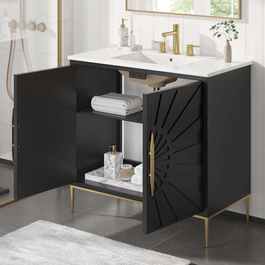 Briar 36" Bathroom Vanity in White Black