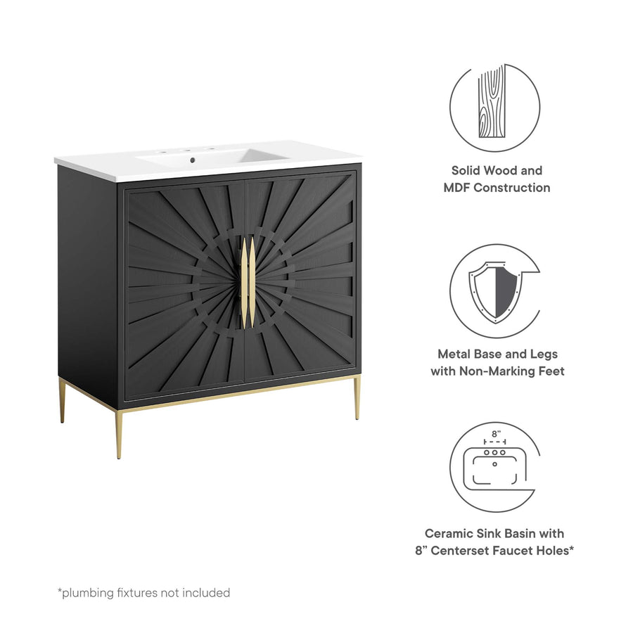 Briar 36" Bathroom Vanity in White Black