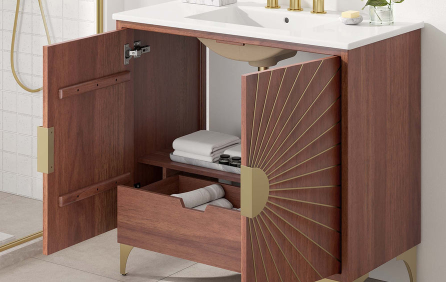 Ridge 36" Bathroom Vanity in White Walnut
