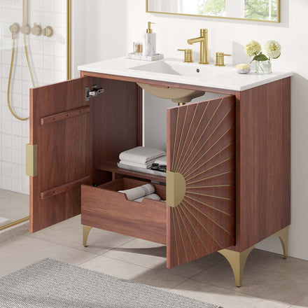 Daylight 36" Bathroom Vanity in White Walnut