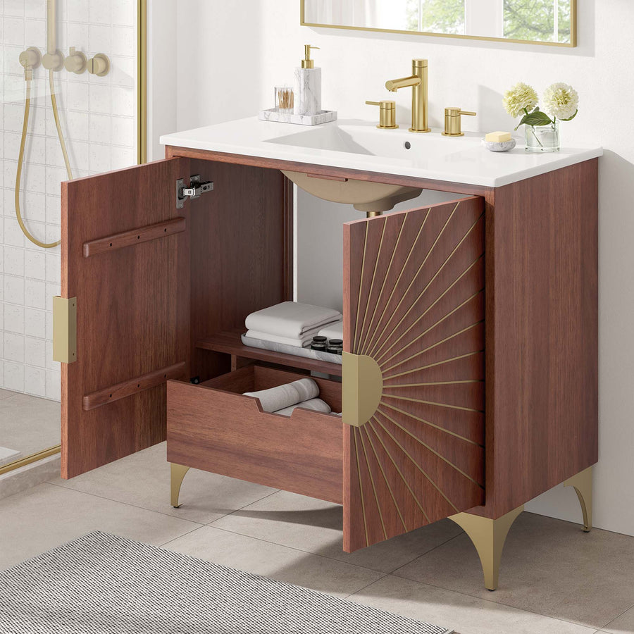 Ridge 36" Bathroom Vanity in White Walnut