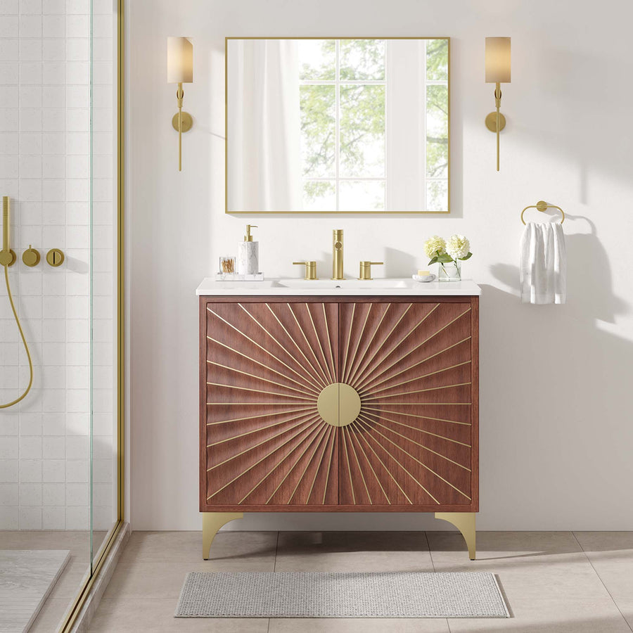 Ridge 36" Bathroom Vanity in White Walnut