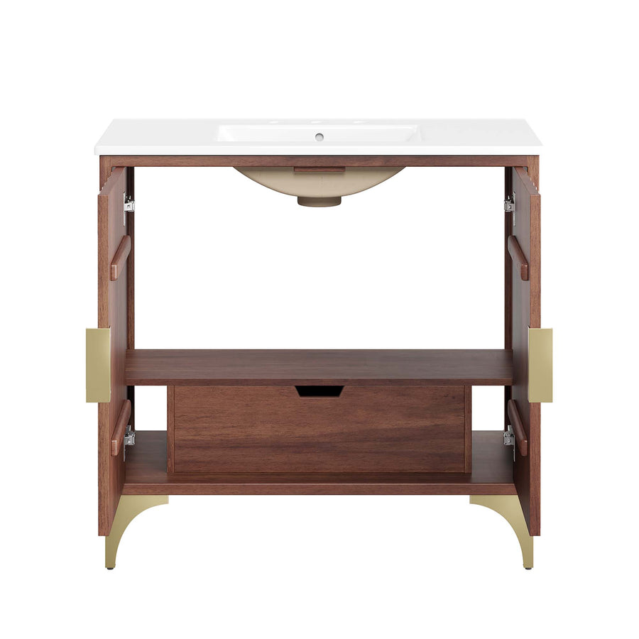Ridge 36" Bathroom Vanity in White Walnut
