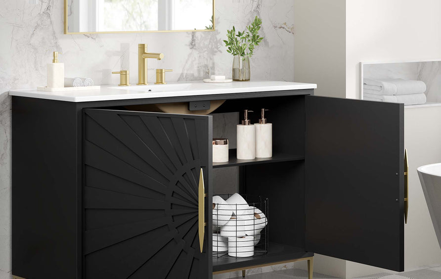 Briar 48" Bathroom Vanity in White Black