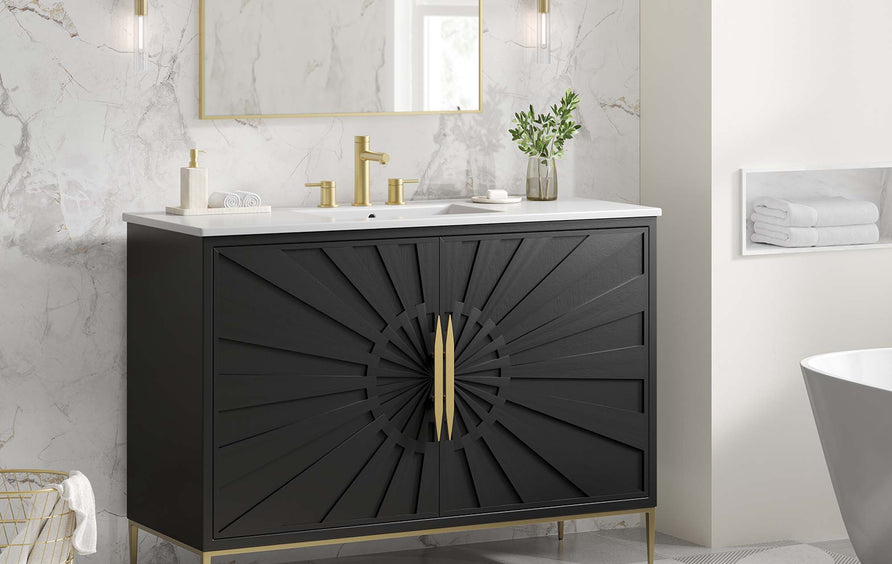 Briar 48" Bathroom Vanity in White Black