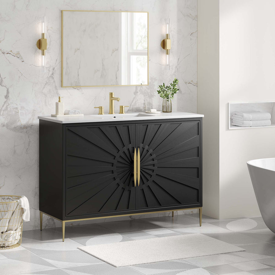 Briar 48" Bathroom Vanity in White Black