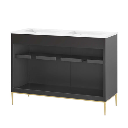 Awaken 48" Bathroom Vanity in White Black