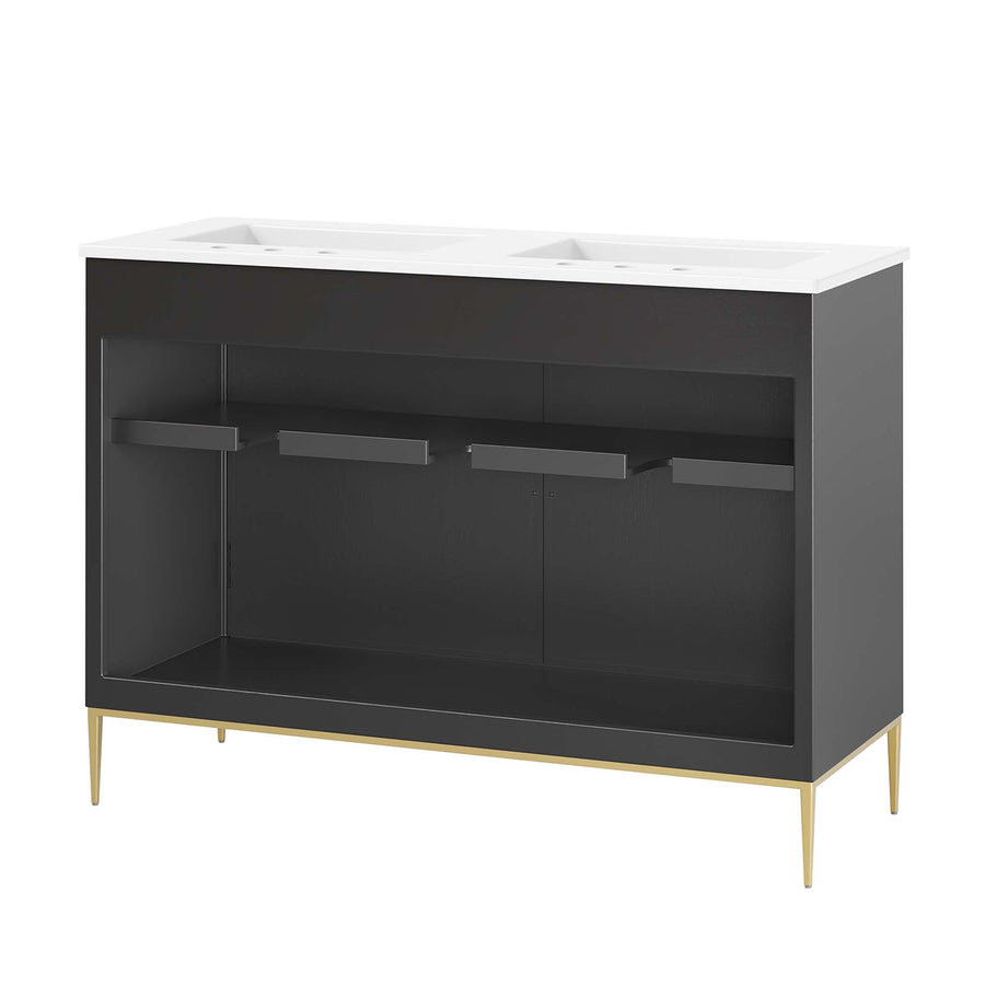 Briar 48" Bathroom Vanity in White Black