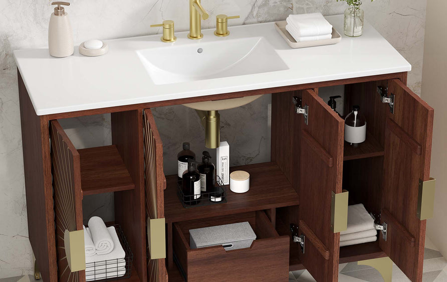 Ridge 48" Bathroom Vanity in White Walnut