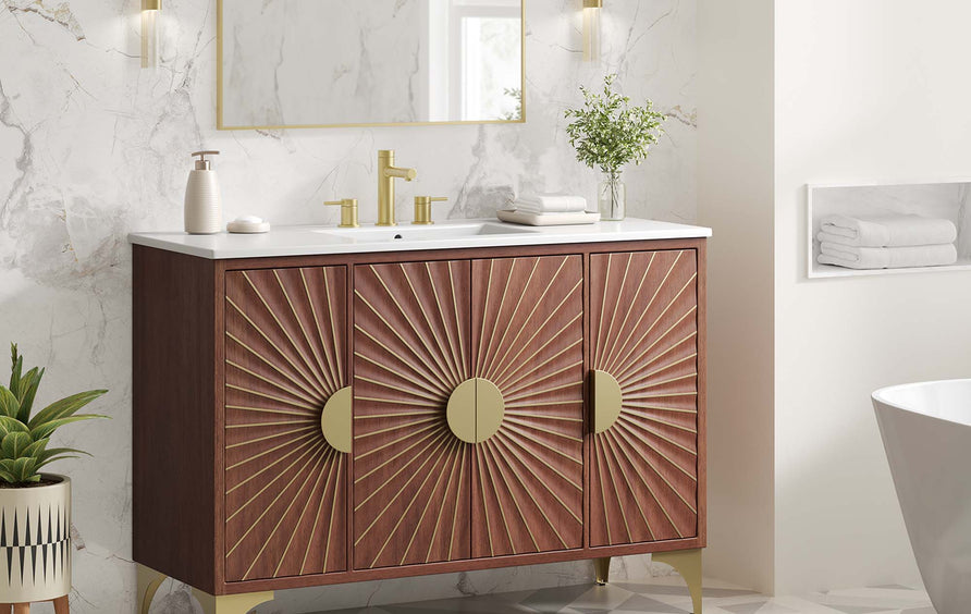 Ridge 48" Bathroom Vanity in White Walnut