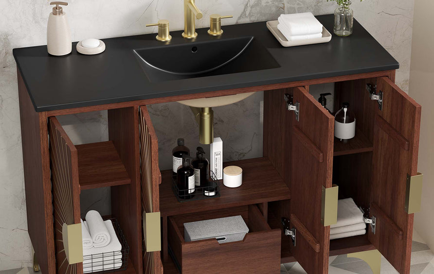Ridge 48" Bathroom Vanity in Black Walnut