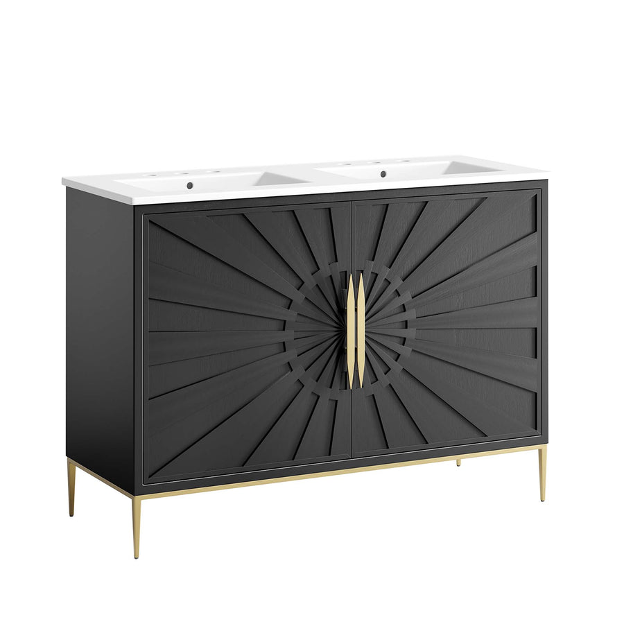 Briar 48" Double Sink Bathroom Vanity in White Black
