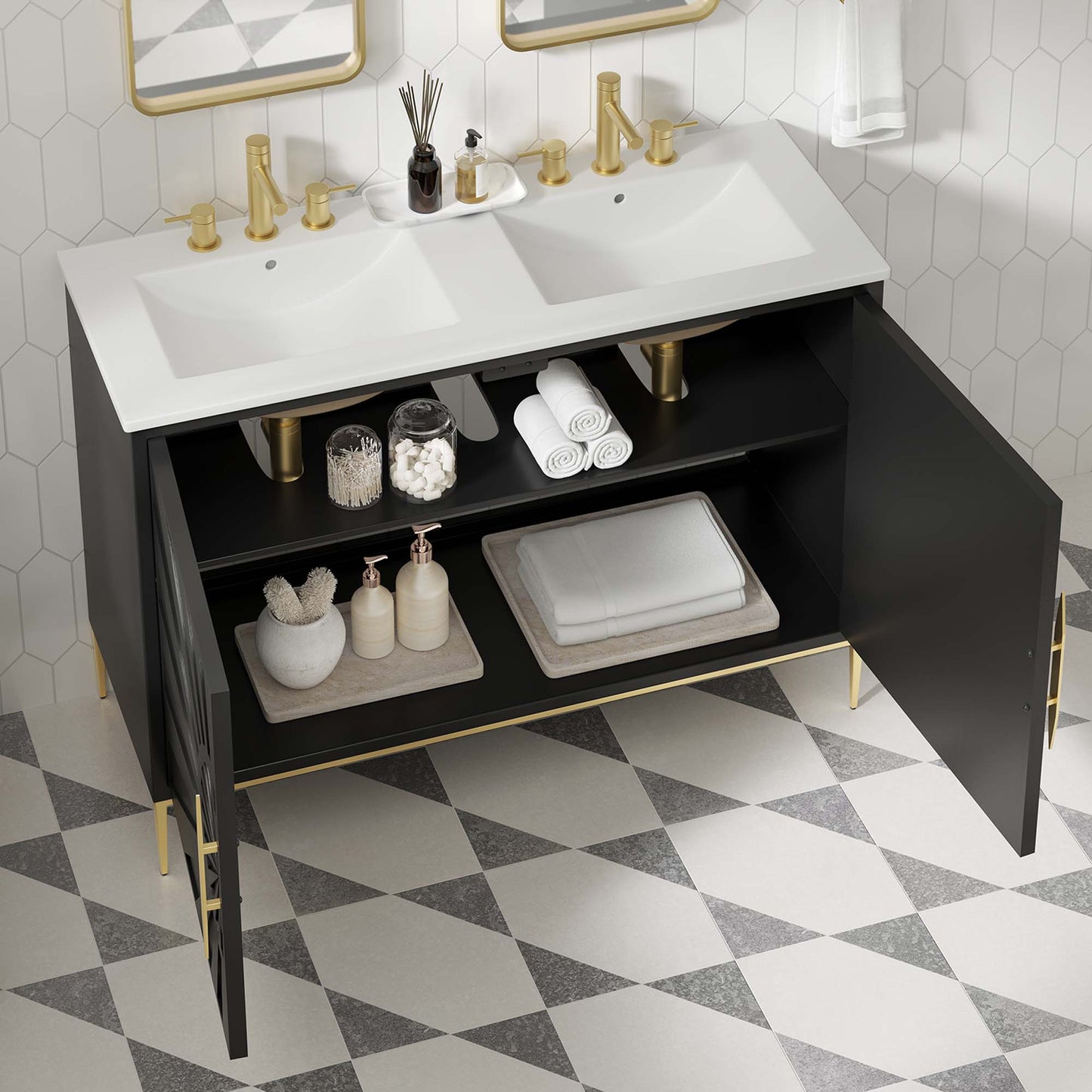 Awaken 48" Double Sink Bathroom Vanity by Furniture For America