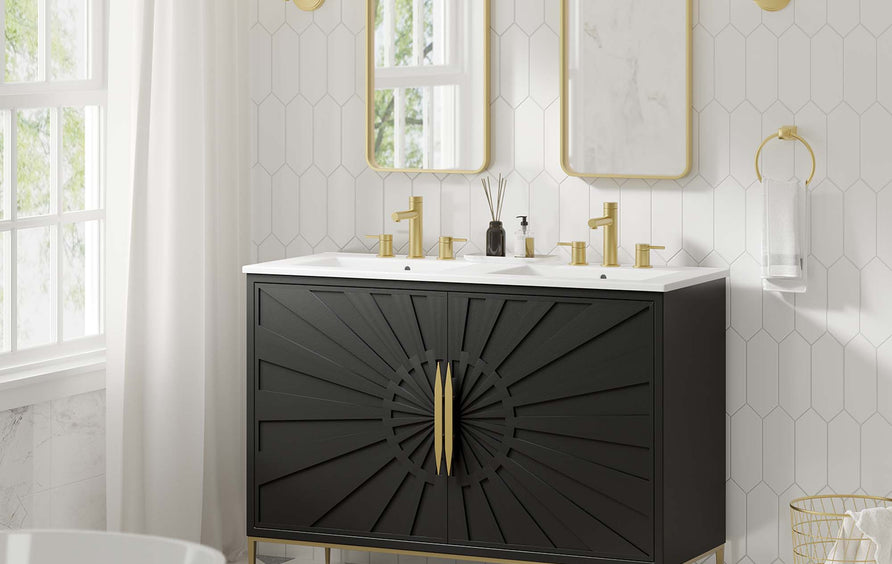 Briar 48" Double Sink Bathroom Vanity in White Black