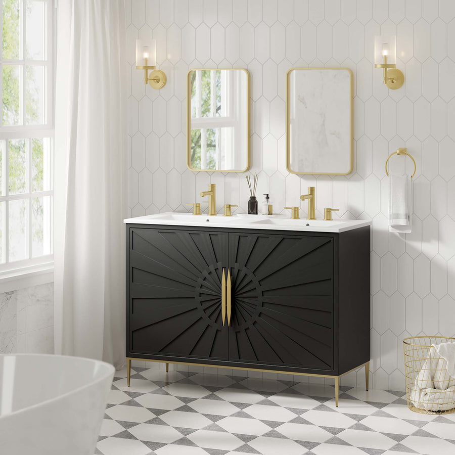 Briar 48" Double Sink Bathroom Vanity in White Black
