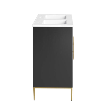 Awaken 48" Double Sink Bathroom Vanity in White Black