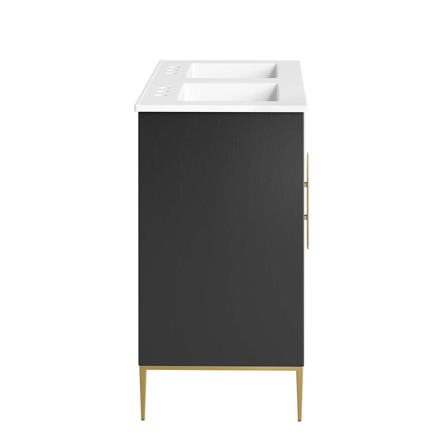 Briar 48" Double Sink Bathroom Vanity in White Black