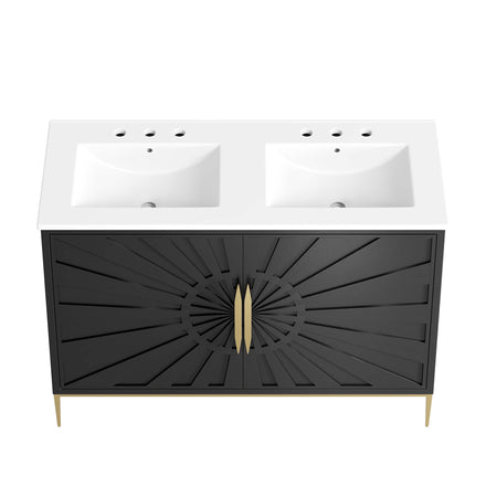 Awaken 48" Double Sink Bathroom Vanity in White Black