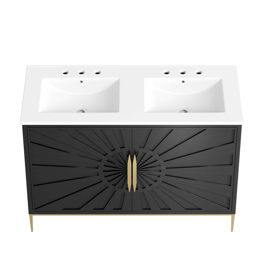 Briar 48" Double Sink Bathroom Vanity in White Black