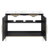 Briar 48" Double Sink Bathroom Vanity in White Black