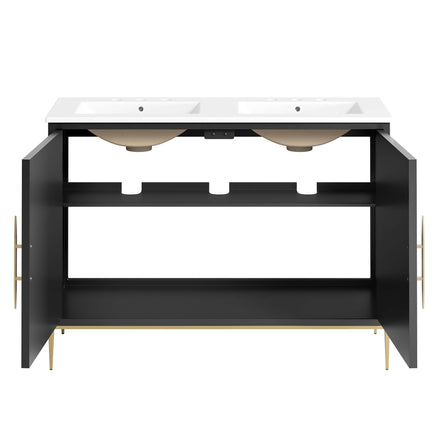 Awaken 48" Double Sink Bathroom Vanity in White Black