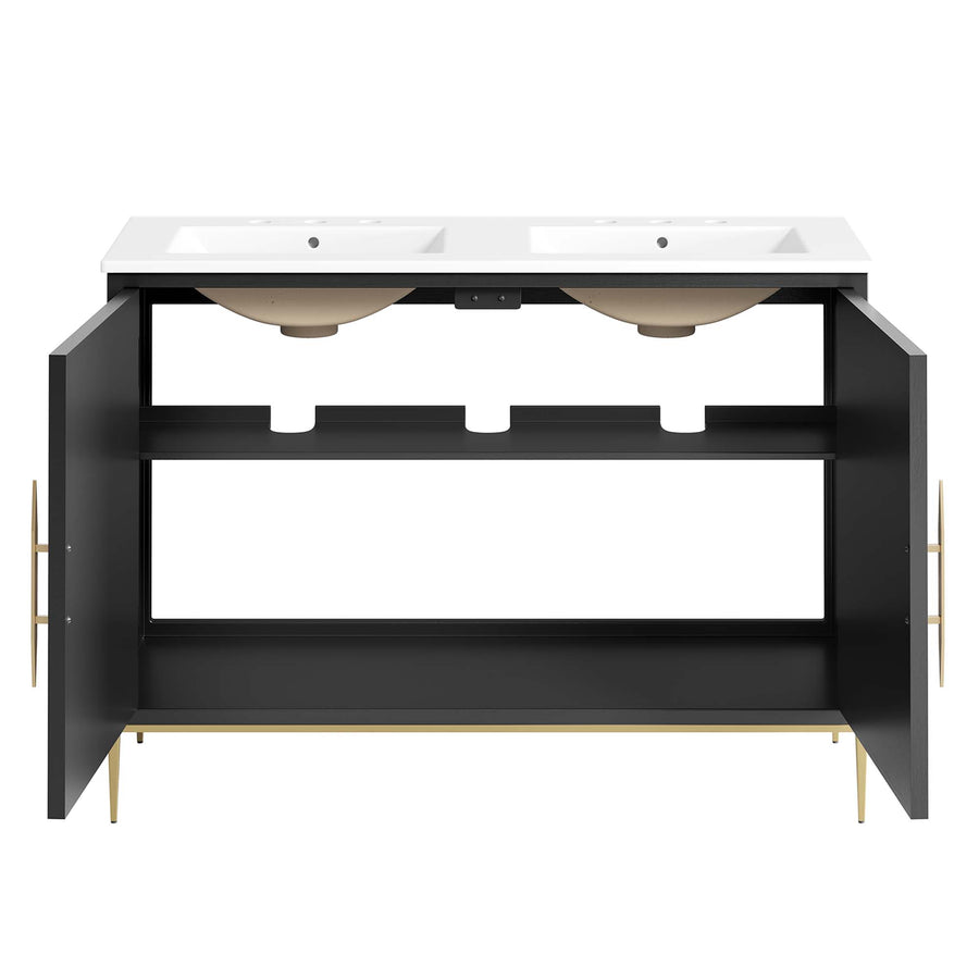 Briar 48" Double Sink Bathroom Vanity in White Black