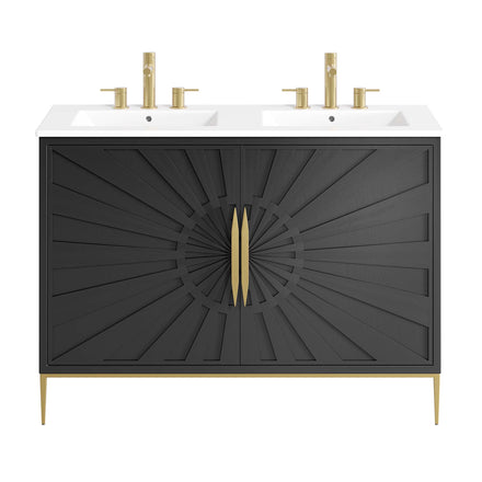 Awaken 48" Double Sink Bathroom Vanity in White Black