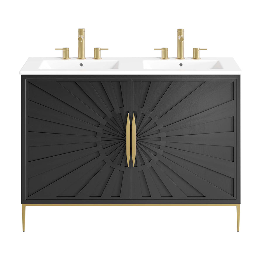 Briar 48" Double Sink Bathroom Vanity in White Black