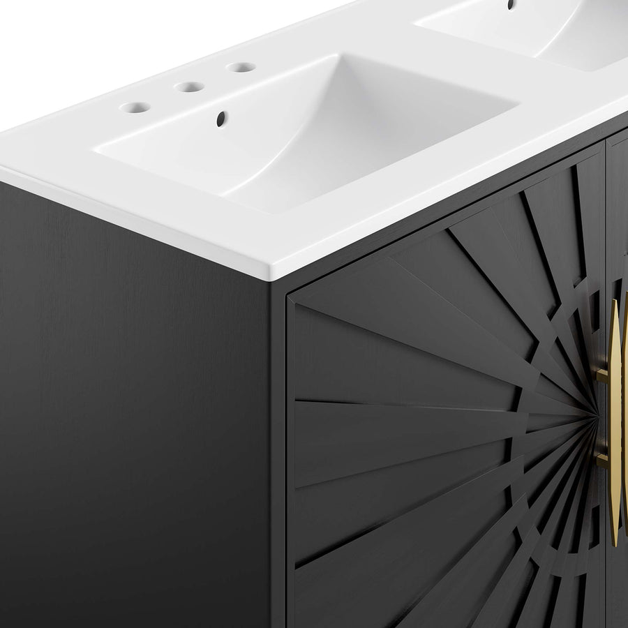 Briar 48" Double Sink Bathroom Vanity in White Black