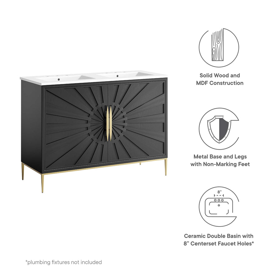 Briar 48" Double Sink Bathroom Vanity in White Black