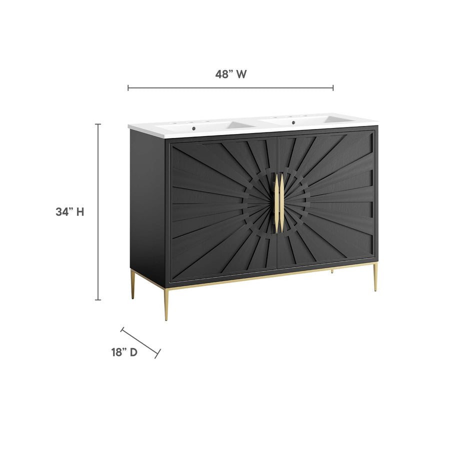 Briar 48" Double Sink Bathroom Vanity in White Black
