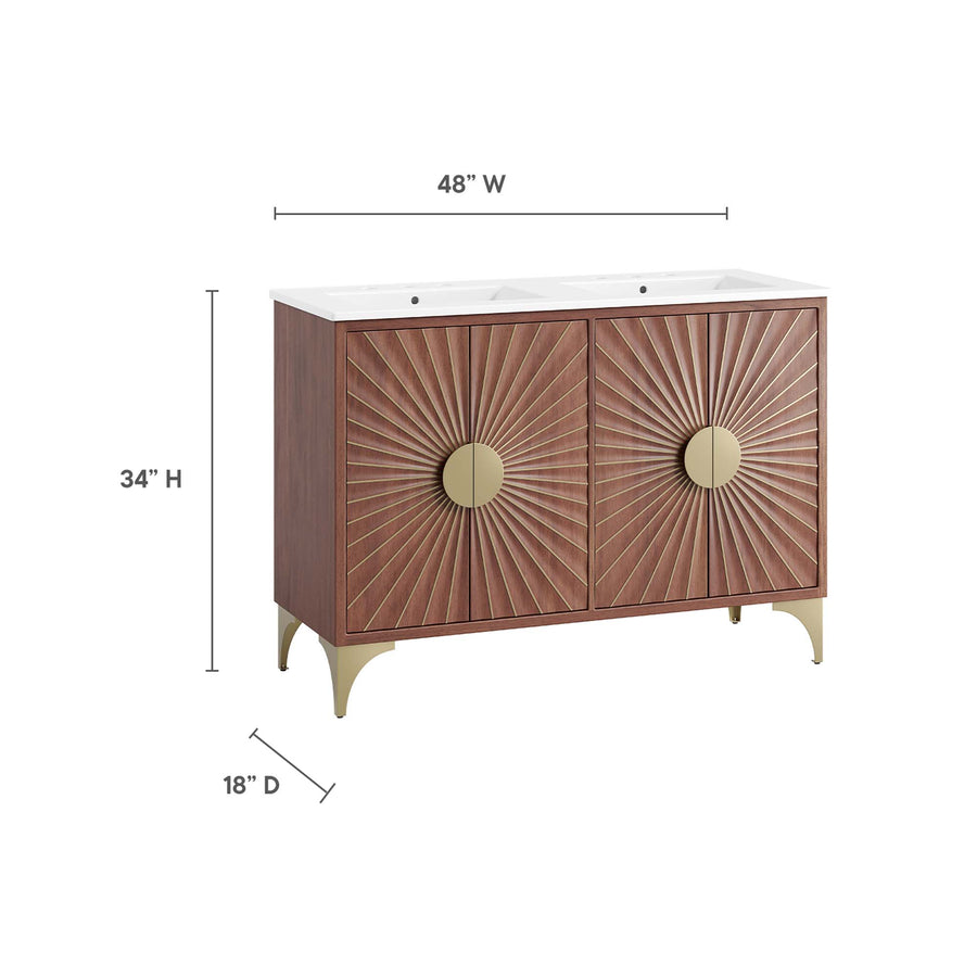 Ridge 48" Double Sink Bathroom Vanity in White Walnut