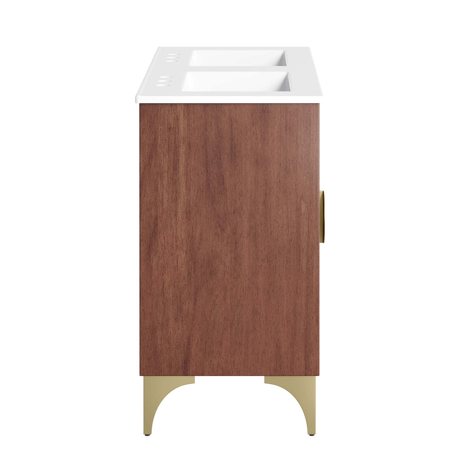 Ridge 48" Double Sink Bathroom Vanity in White Walnut