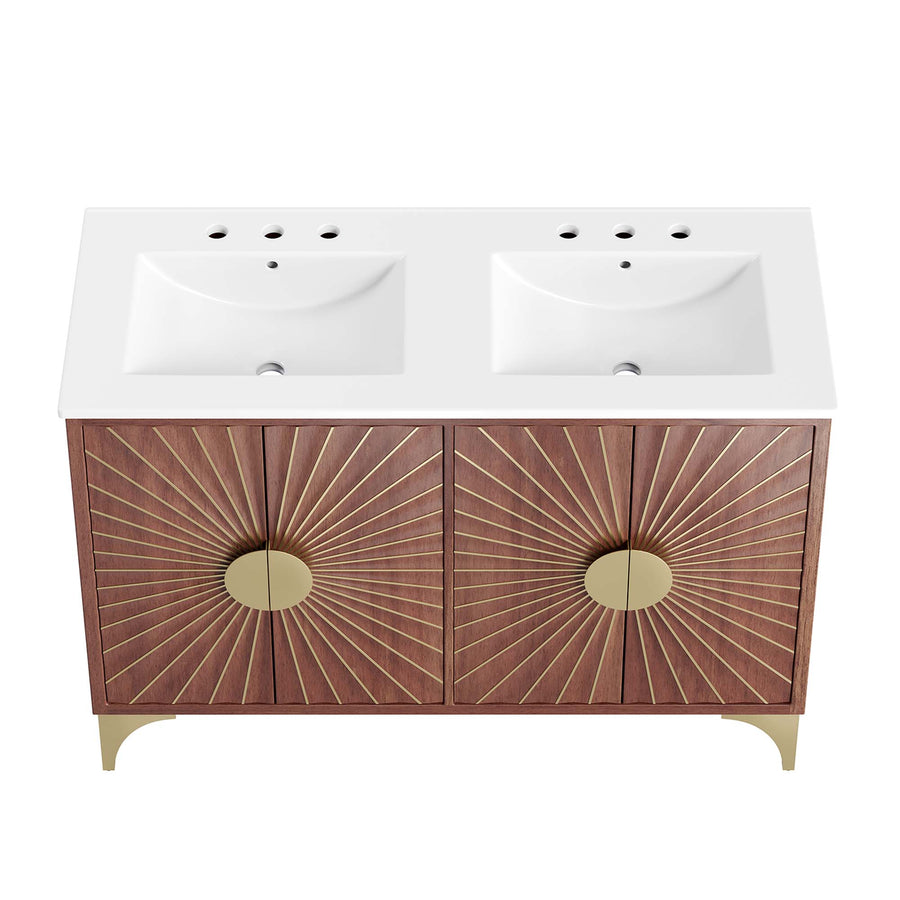 Ridge 48" Double Sink Bathroom Vanity in White Walnut