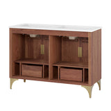 Ridge 48" Double Sink Bathroom Vanity in White Walnut