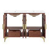 Ridge 48" Double Sink Bathroom Vanity in White Walnut