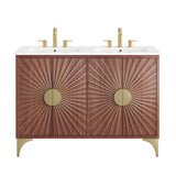 Ridge 48" Double Sink Bathroom Vanity in White Walnut