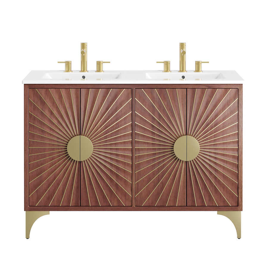 Ridge 48" Double Sink Bathroom Vanity in White Walnut