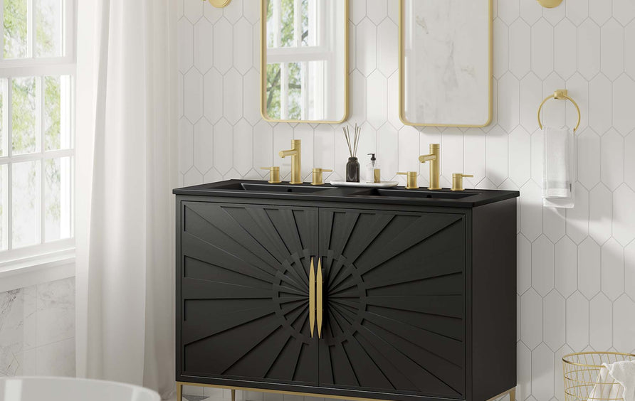 Briar 48" Double Sink Bathroom Vanity in Black Black