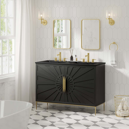 Awaken 48" Double Sink Bathroom Vanity in Black Black