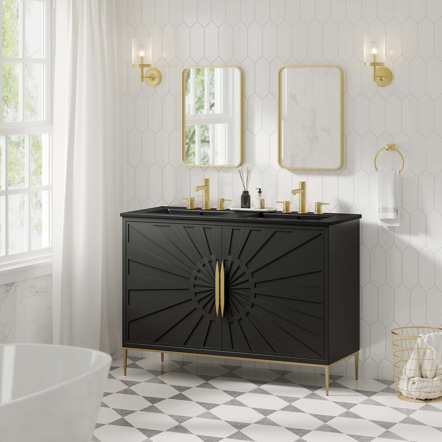 Briar 48" Double Sink Bathroom Vanity in Black Black