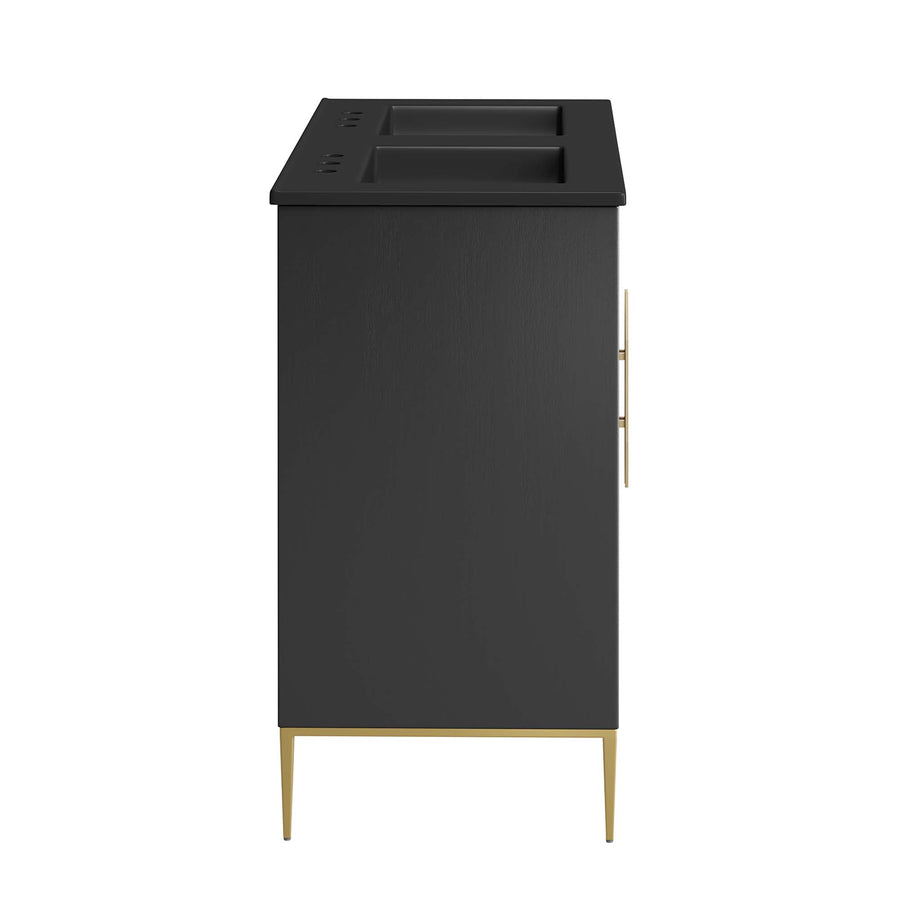 Briar 48" Double Sink Bathroom Vanity in Black Black