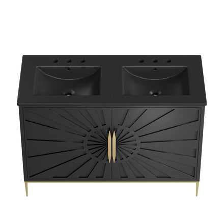 Awaken 48" Double Sink Bathroom Vanity in Black Black