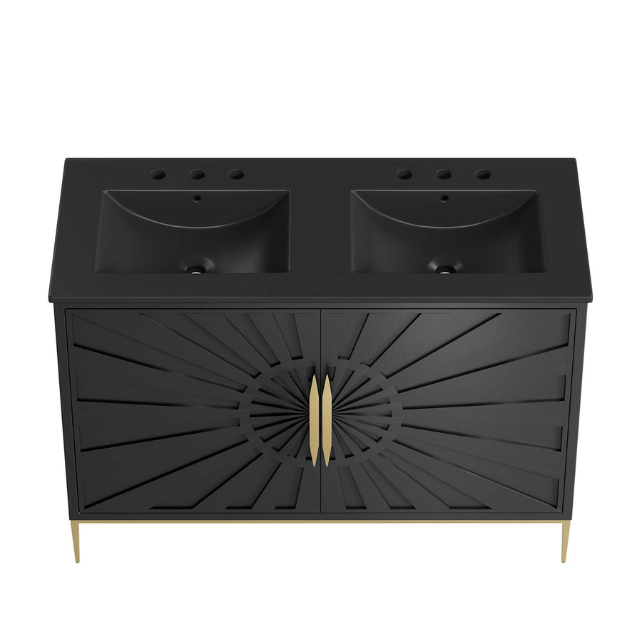 Briar 48" Double Sink Bathroom Vanity in Black Black