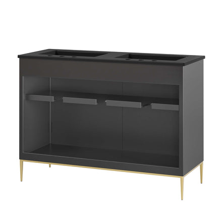 Awaken 48" Double Sink Bathroom Vanity in Black Black