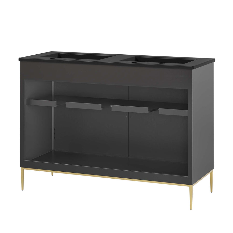 Briar 48" Double Sink Bathroom Vanity in Black Black