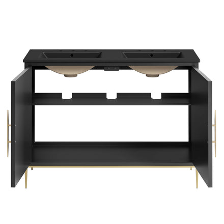 Awaken 48" Double Sink Bathroom Vanity in Black Black